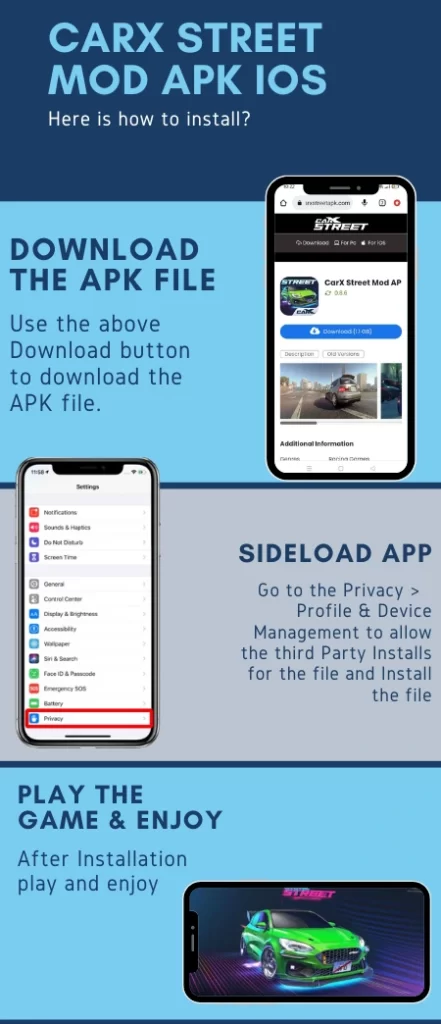 CarX Street mod APK iOS Installation